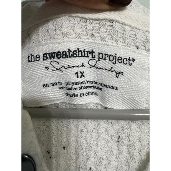 The Sweatshirt Project by French Laundry White Speckled Waffle Knit Hoodie - Picture 3 of 5